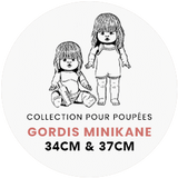 Babies – Vito shorts in green Vichy cotton gauze with pouch | for Minikane Gordis dolls 34 & 37cm