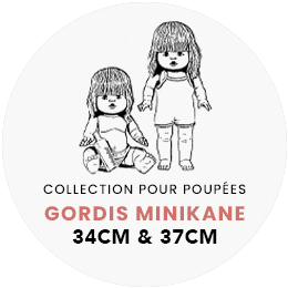 Babies – Bonnie jumpsuit and Thelma grey polka dot cotton headband set with pouch | for Minikane Gordis 34 & 37cm