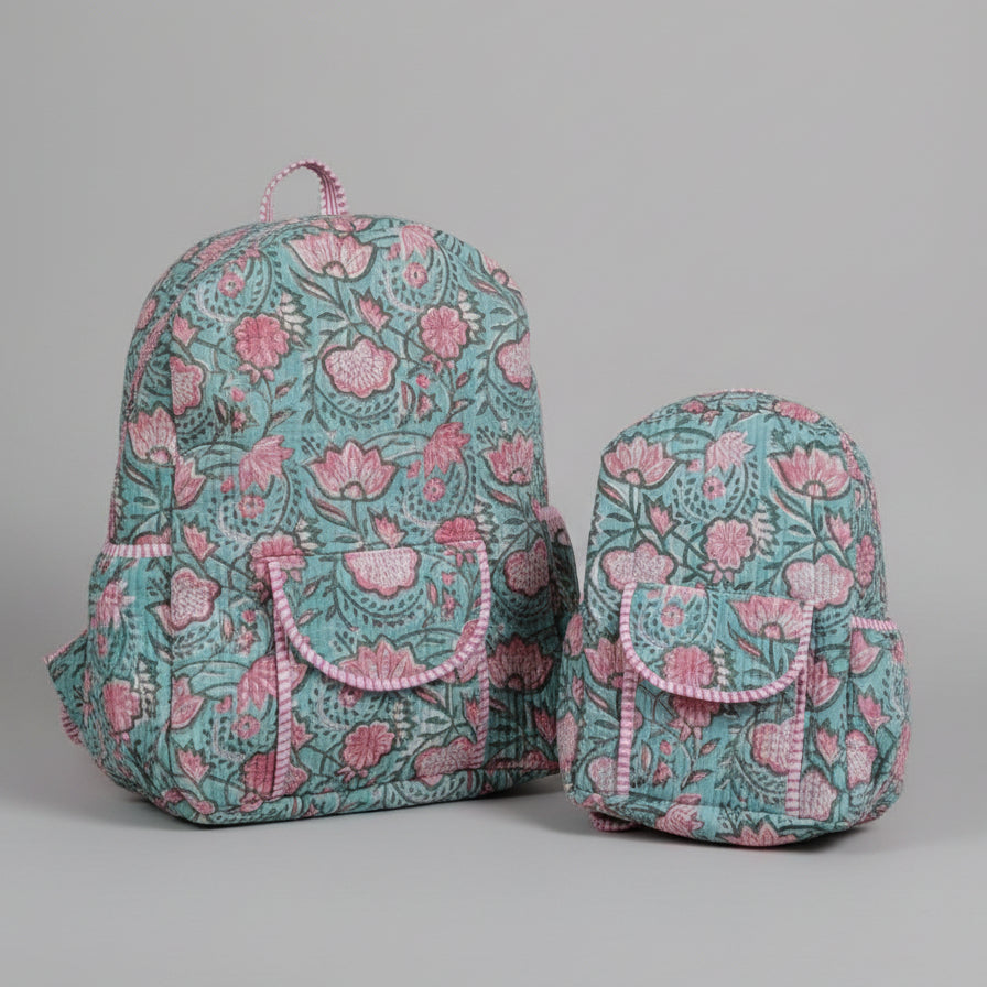 Indian Hand Block Printed Backpack