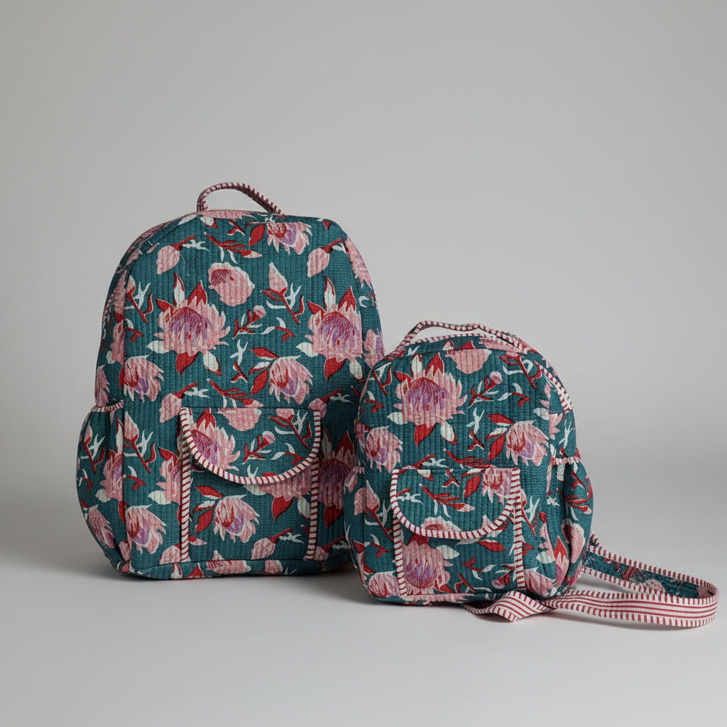 Indian Hand Block Printed Backpack