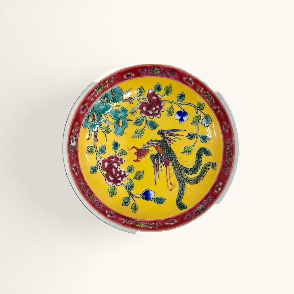 Phoenix Hand-Painted Peranakan Ceramic Pedestal Bowl