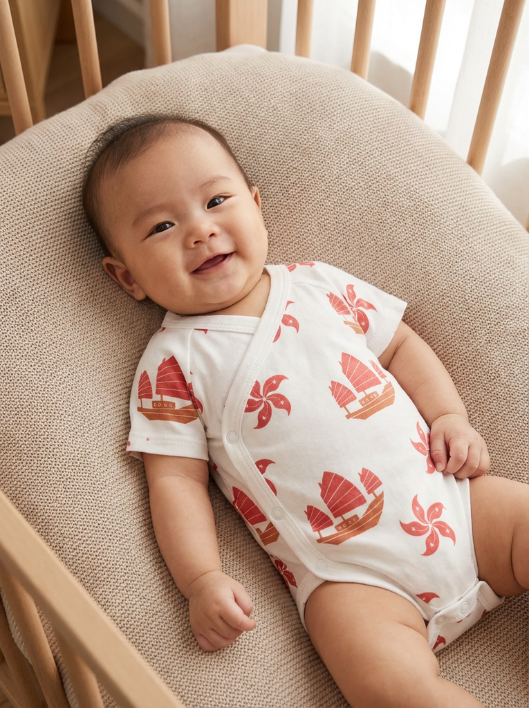 Hong Kong Baby Onesie - Junk & Bauhinia