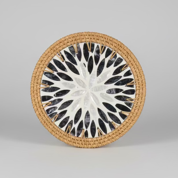 Woven Rattan and Ceramic Trivets Collection - Thorn and Burrow