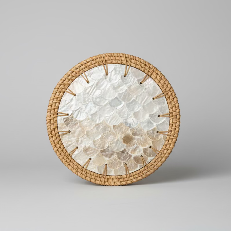 Woven Rattan and Ceramic Trivets Collection - Thorn and Burrow