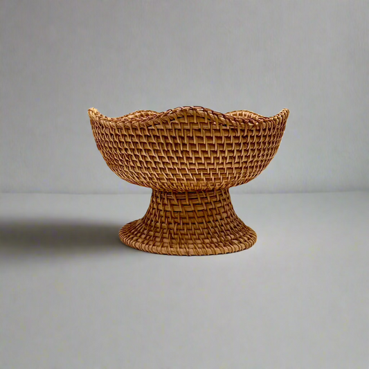 Woven Rattan Pedestal Bowl - Thorn and Burrow