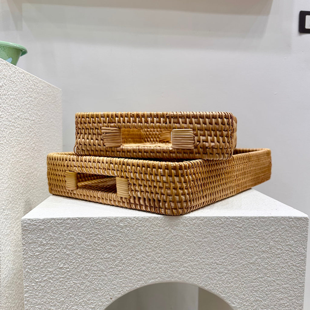 Woven Rattan Serving Tray - Thorn and Burrow