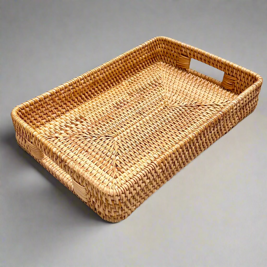 Woven Rattan Serving Tray - Thorn and Burrow