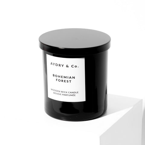 Wooden Wick Black Jar Candle