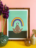 Sloth with Rainbow Art Print