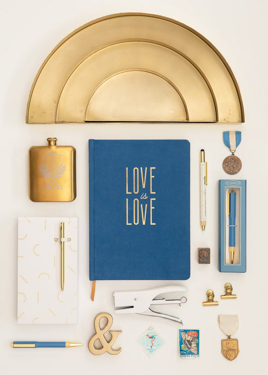 Blue " Love is Love " Journal - Bookcloth Cover Book Bound