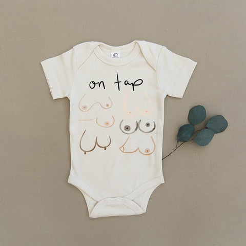 On Tap Breasts Organic Baby Bodysuit