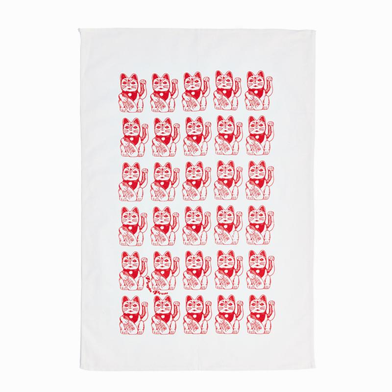 Lucky Cat Tea Towel