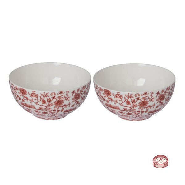 HK Toile 6" Noodle Bowls (Set of 2)