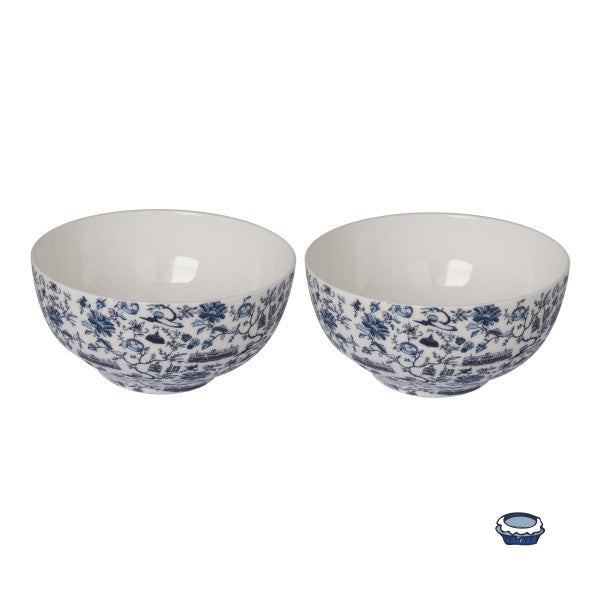 HK Toile 6" Noodle Bowls (Set of 2)