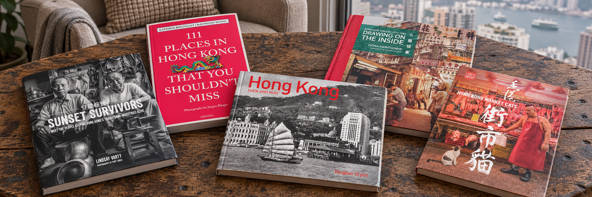 Hong Kong adult books on a coffee table