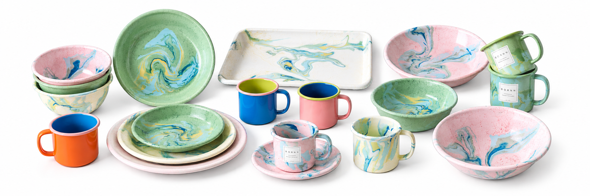 BORNN Enamelware Hong Kong - Contemporary Artisanal: collage of selected collection products on a white background