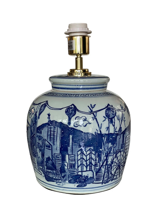 " Hong Kong Homage " Ginger Jar Lamp Base in Imperial Blue - The Ginger Jar Lamp Co.