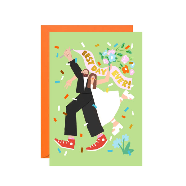 " Best Day Ever Wedding Couple " Greeting Card