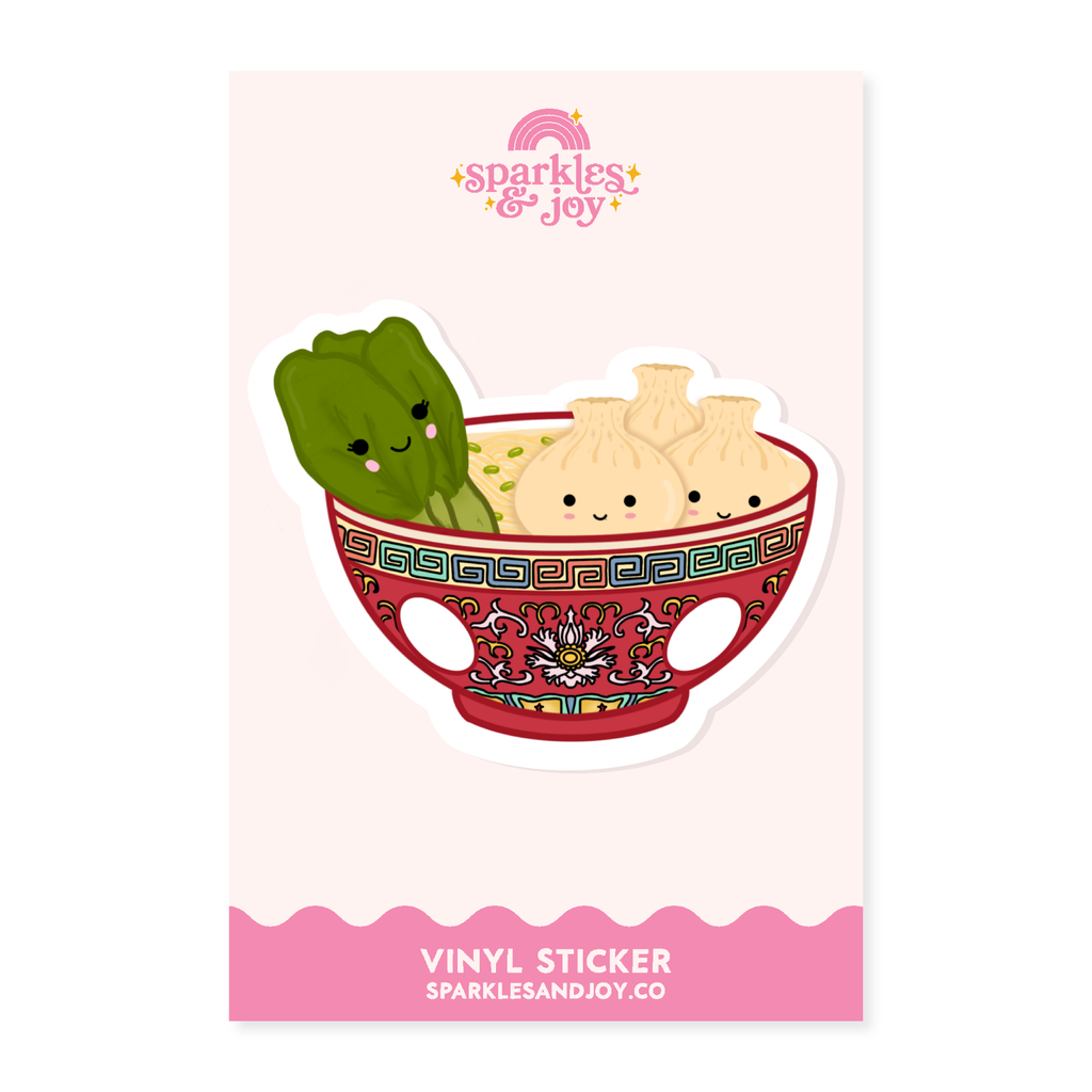 Wonton Noodles - Glitter Vinyl Sticker