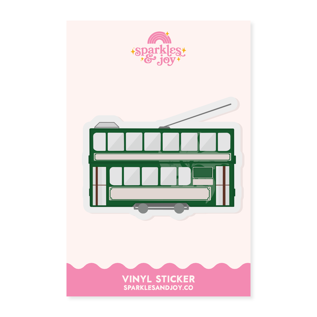 Hong Kong Green Tram - Matte Vinyl Sticker