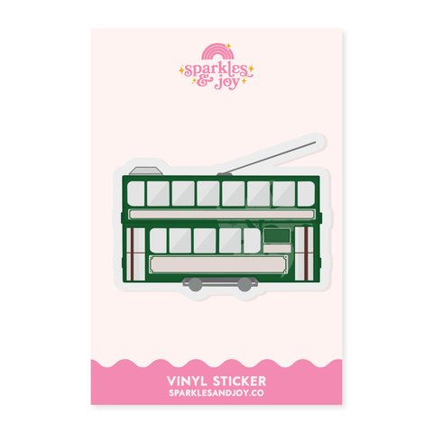 Hong Kong Green Tram - Matte Vinyl Sticker