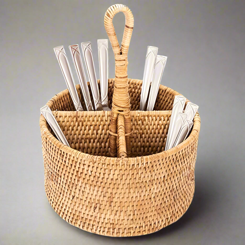 Woven Rattan Cutlery Basket Collection - Thorn and Burrow