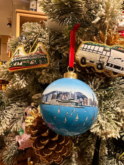 Hong Kong Hand Painted Glass Bauble