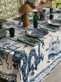 " Hong Kong Homage " 6 Seater Linen Tablecloth - The Ginger Jar Lamp Co.