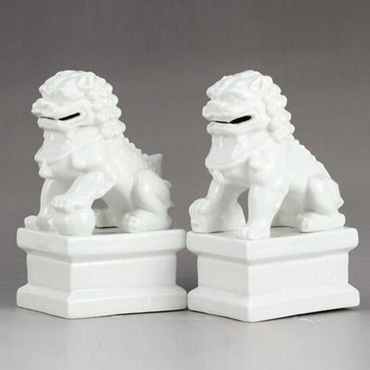 Ceramic Fu Lion Dogs -  Pair - Thorn and Burrow