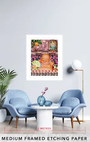 Happy Laughing Buddha Artwork - Thorn and Burrow
