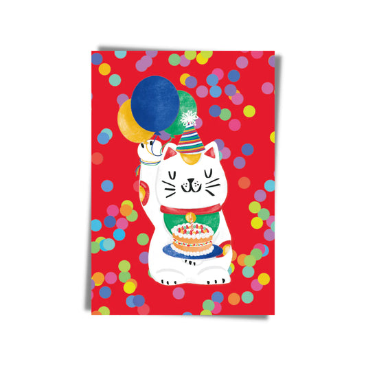 Lucky Cat Balloon Card - Thorn and Burrow