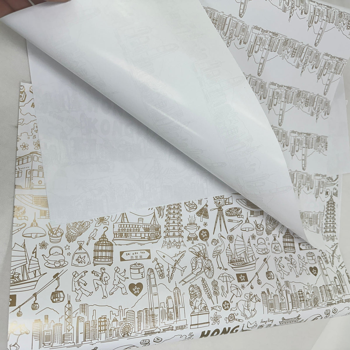 Hong Kong Gift Wrapping Paper - Gold - Thorn and Burrow