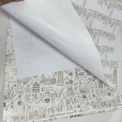 Hong Kong Gift Wrapping Paper - Gold - Thorn and Burrow