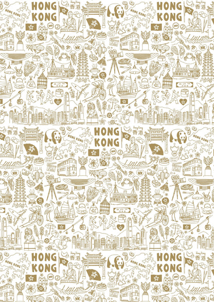 Hong Kong Gift Wrapping Paper - Gold - Thorn and Burrow
