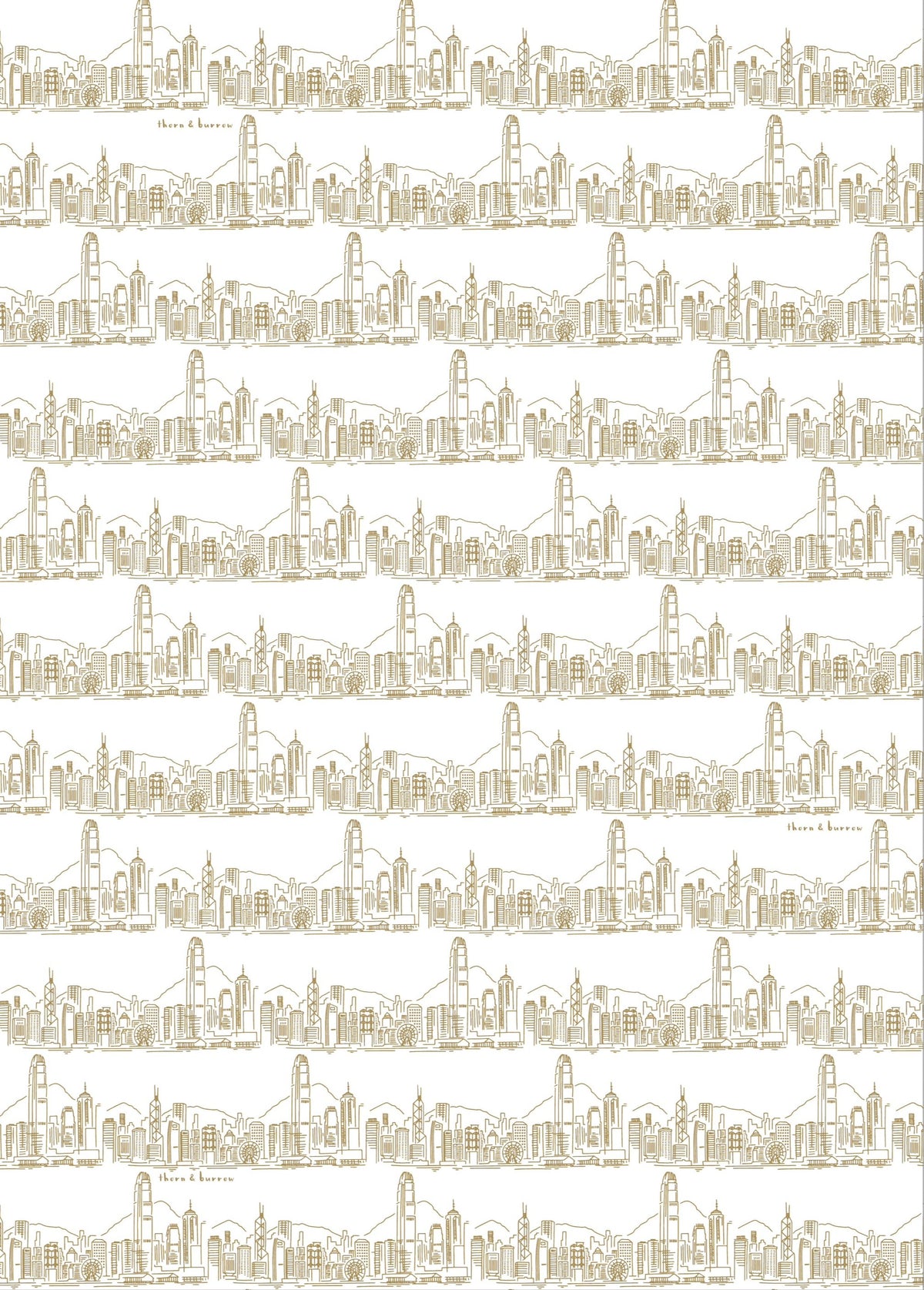 Hong Kong Gift Wrapping Paper - Gold - Thorn and Burrow