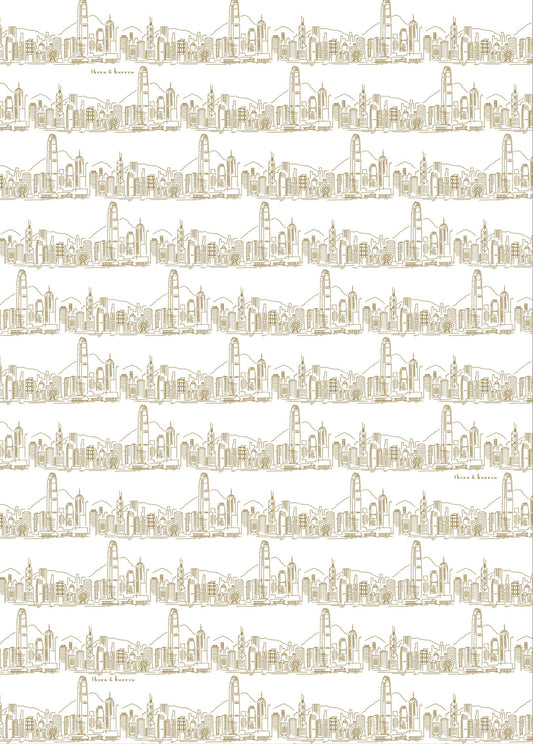 Hong Kong Gift Wrapping Paper - Gold - Thorn and Burrow