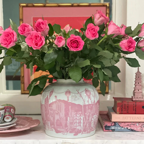 " Hong Kong Homage " Ginger Jar : Blossom Pink - The Ginger Jar Lamp Co.