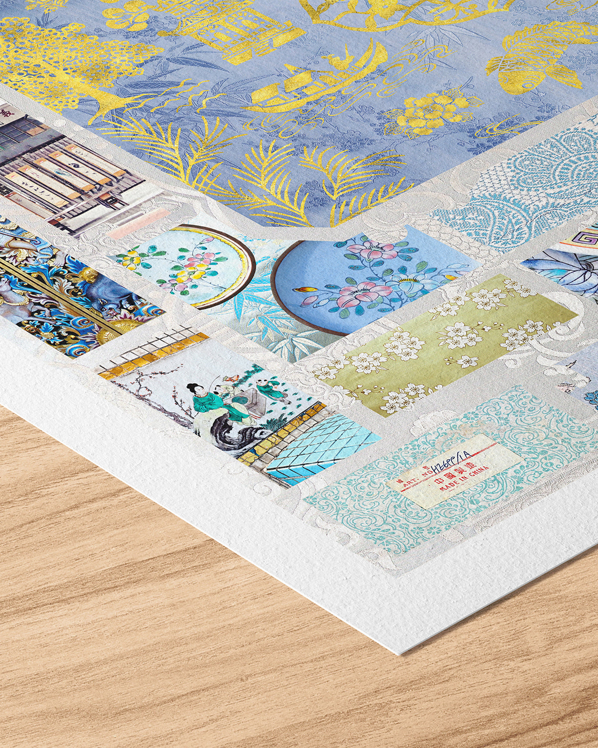 Etching paper print of Chinoiserie In Aquamarine & Powder Blues Limited Edition Artwork
