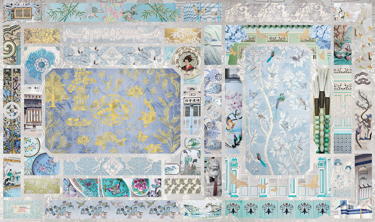 Design image of Chinoiserie In Aquamarine & Powder Blues Limited Edition Artwork