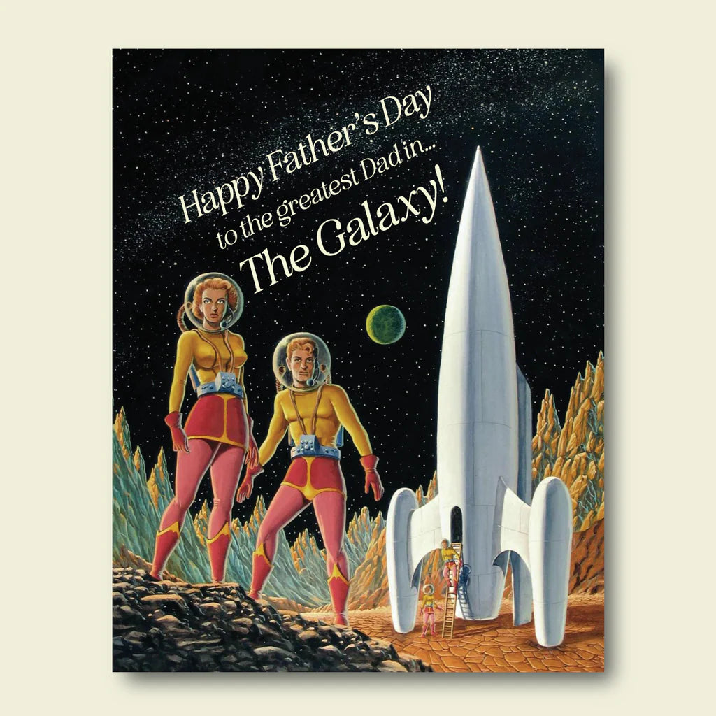 Front view of Galaxy Dad Father's Day Card