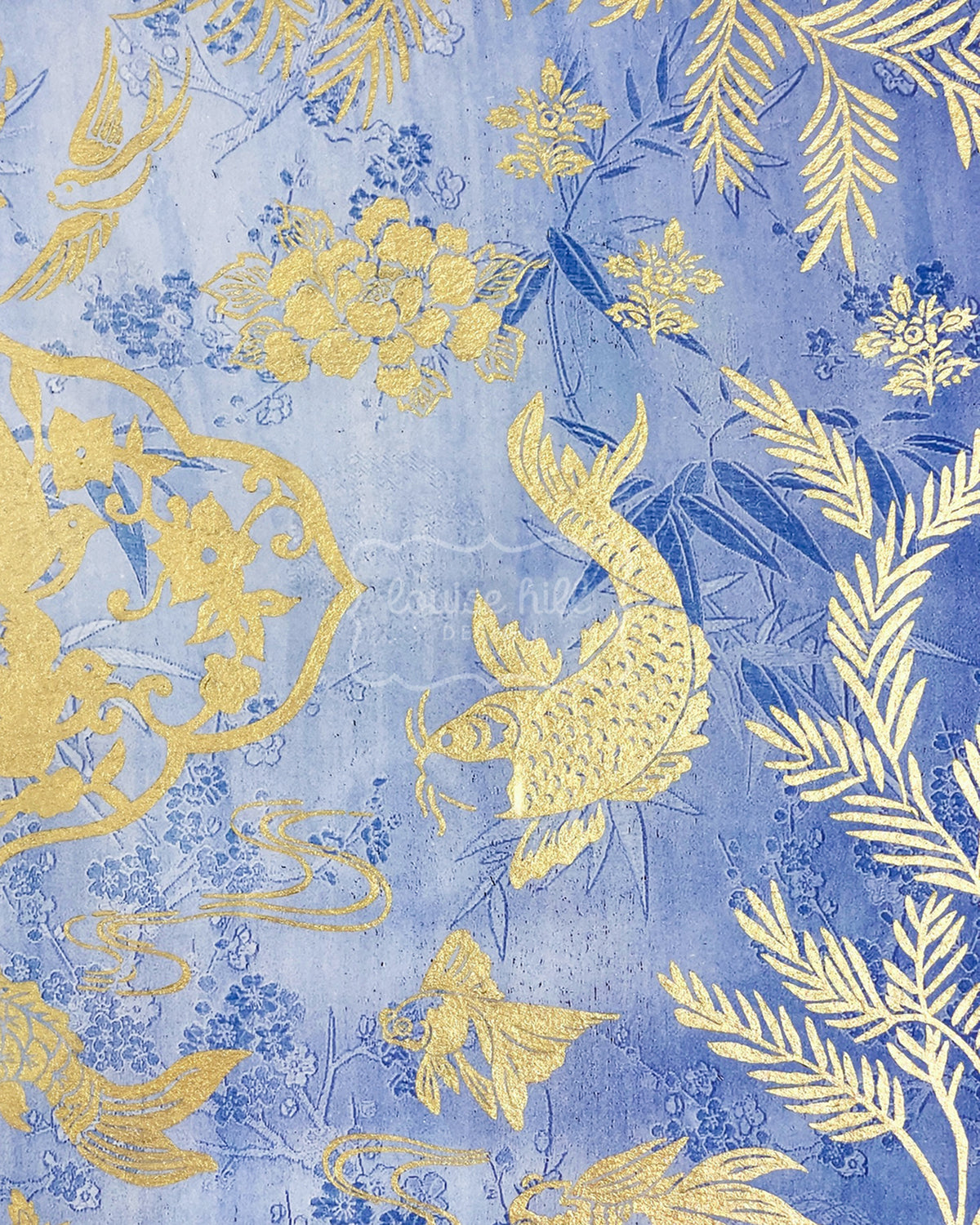 Detail view of Chinoiserie In Aquamarine & Powder Blues Limited Edition Artwork