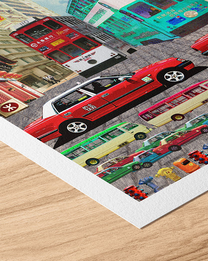 Detail of the print for Hong Kong Taxi Artwork