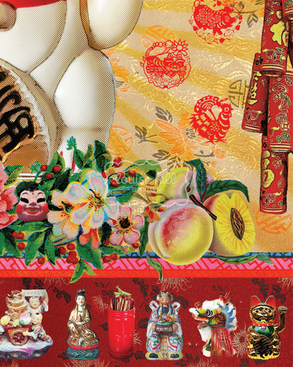 Detail view of Lucky Cat Artwork