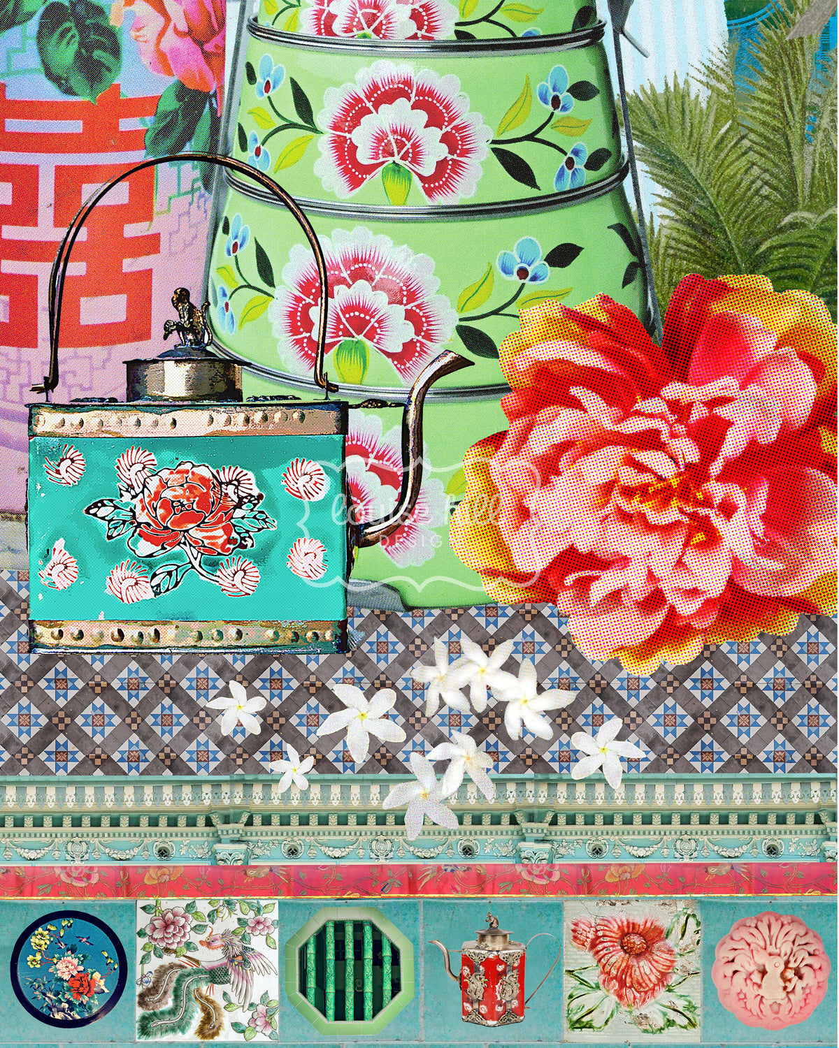Detail view of Singapore Shophouse Artwork