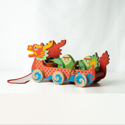 Product image of Wooden Dragon Boat Toy Pull-Along
