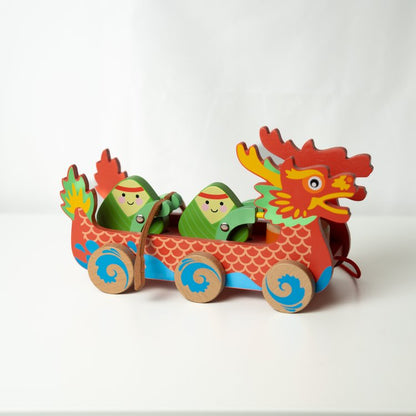 Product image of Wooden Dragon Boat Toy Pull-Along