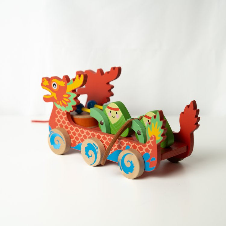 Product image of Wooden Dragon Boat Toy Pull-Along
