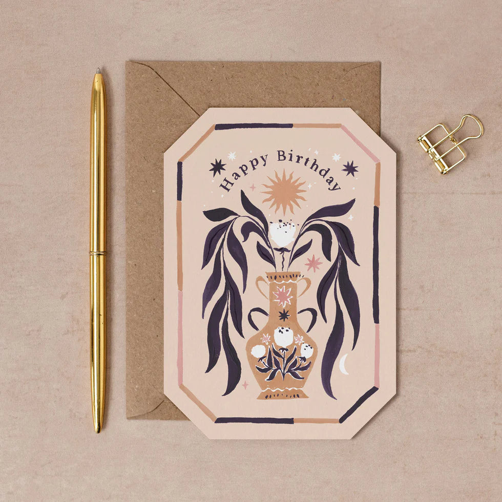 DECORATED VASE BIRTHDAY CARD