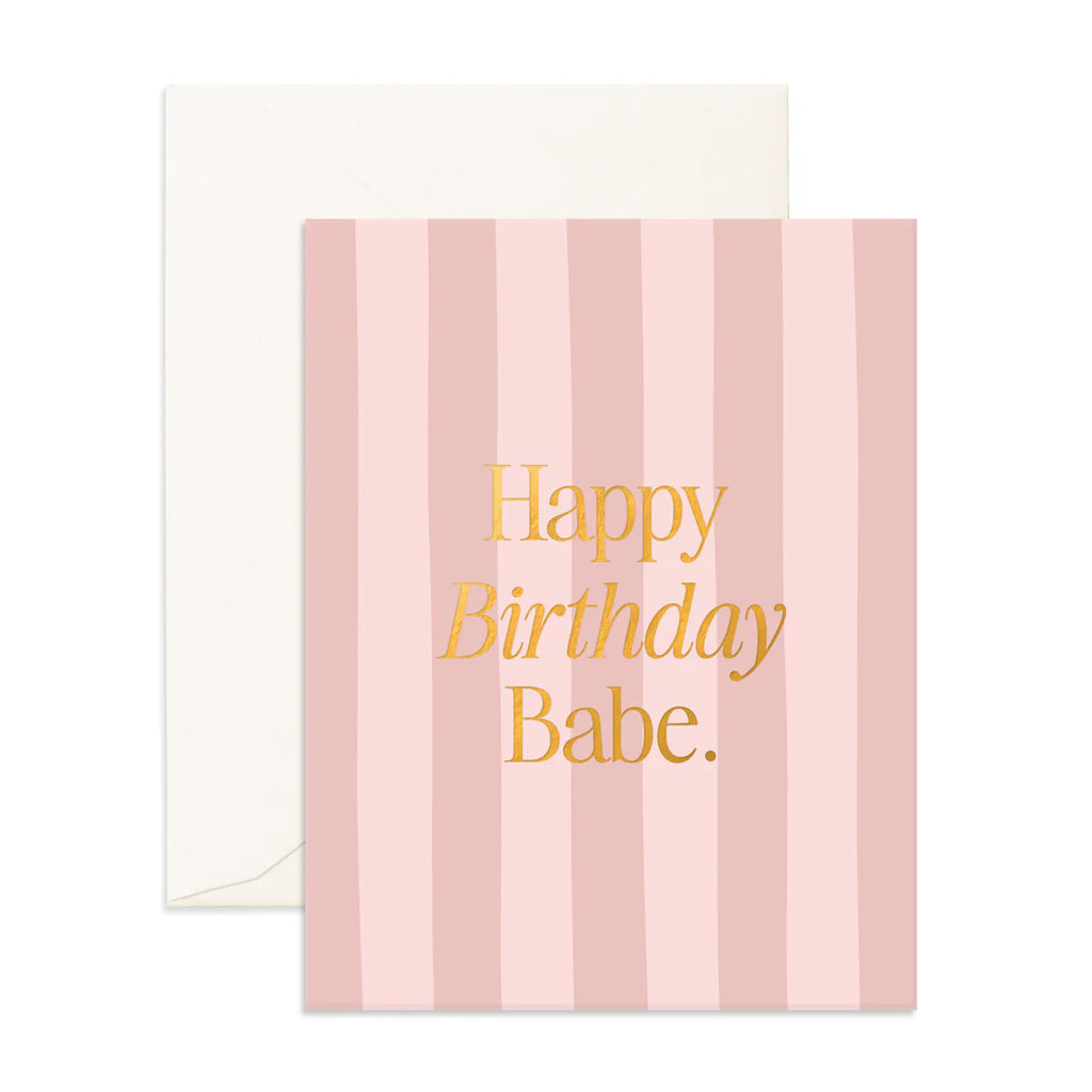 " Birthday Babe Rose Stripe " Greeting Card