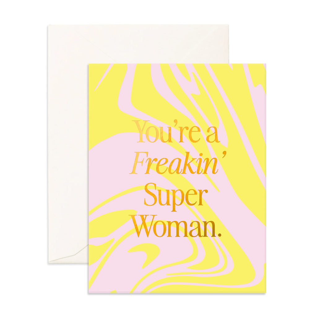 " Freakin' Superwoman Acid Wash" Greeting Card
